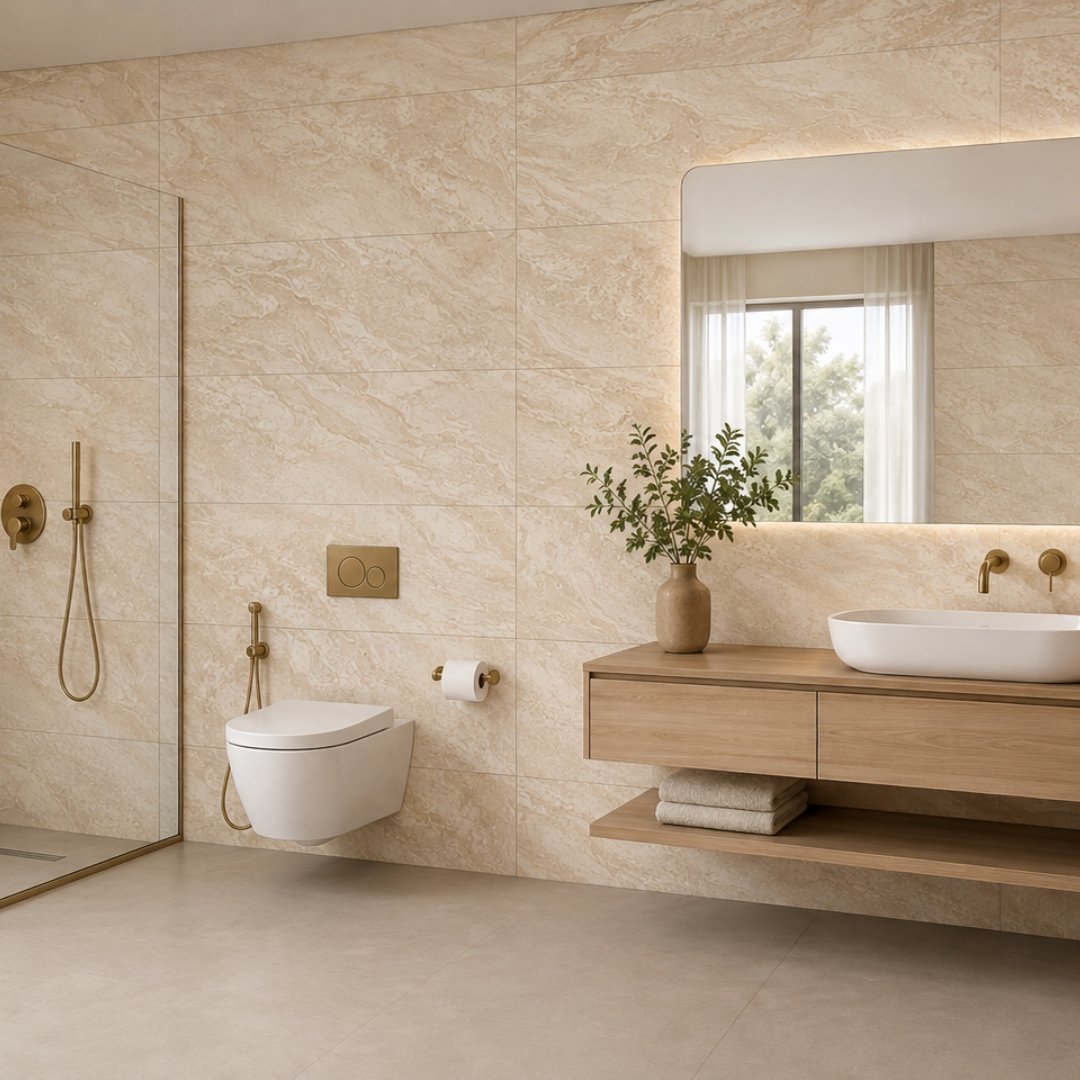 AL Babilo Crema Marble Bathroom Tiles - My Home Studio